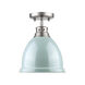 Duncan 1 Light 9 inch Pewter Flush Mount Ceiling Light in Seafoam, Damp