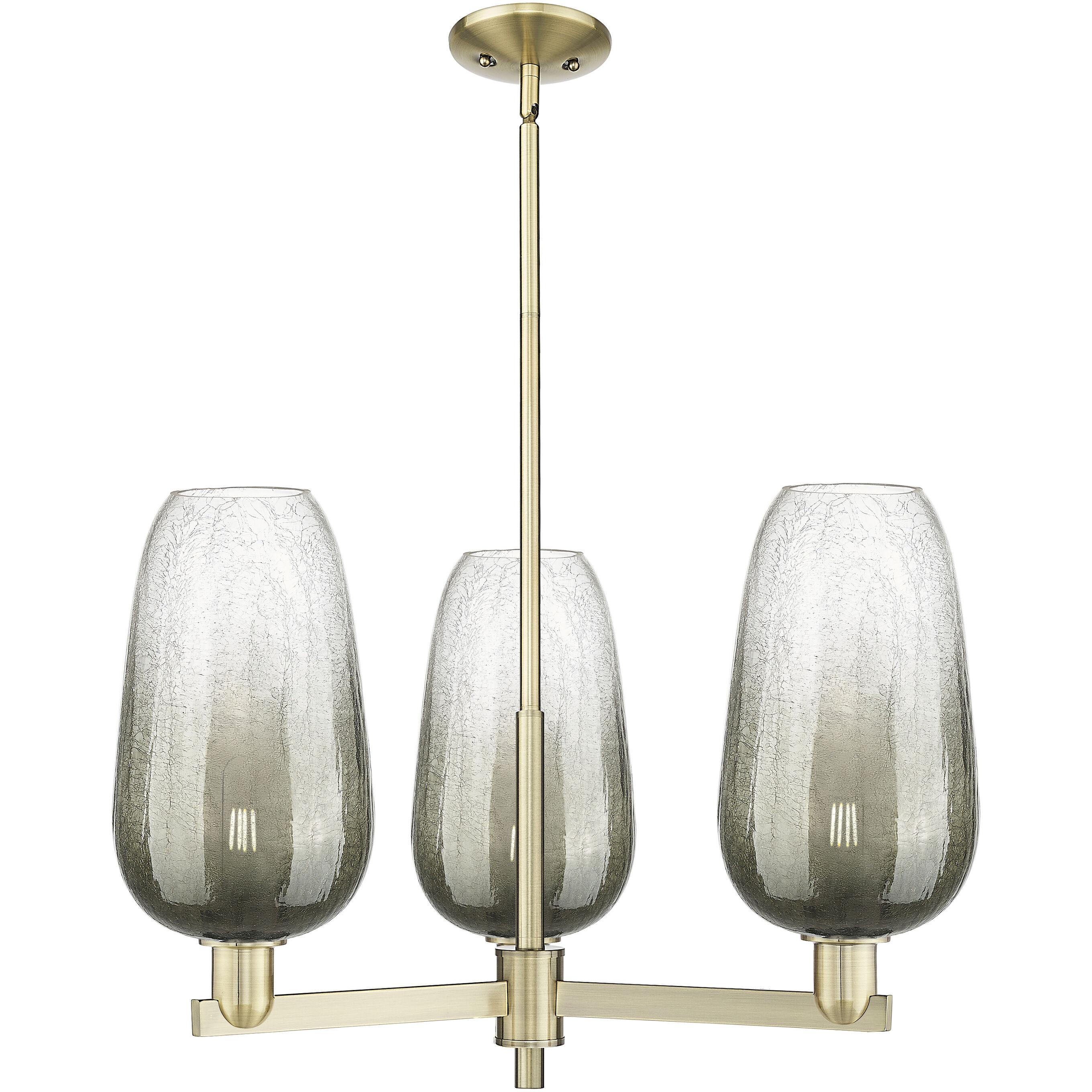 Brookhaven Flute 3 Light 17.63 inch Antique Brass Chandelier Ceiling Light in Slate Glass