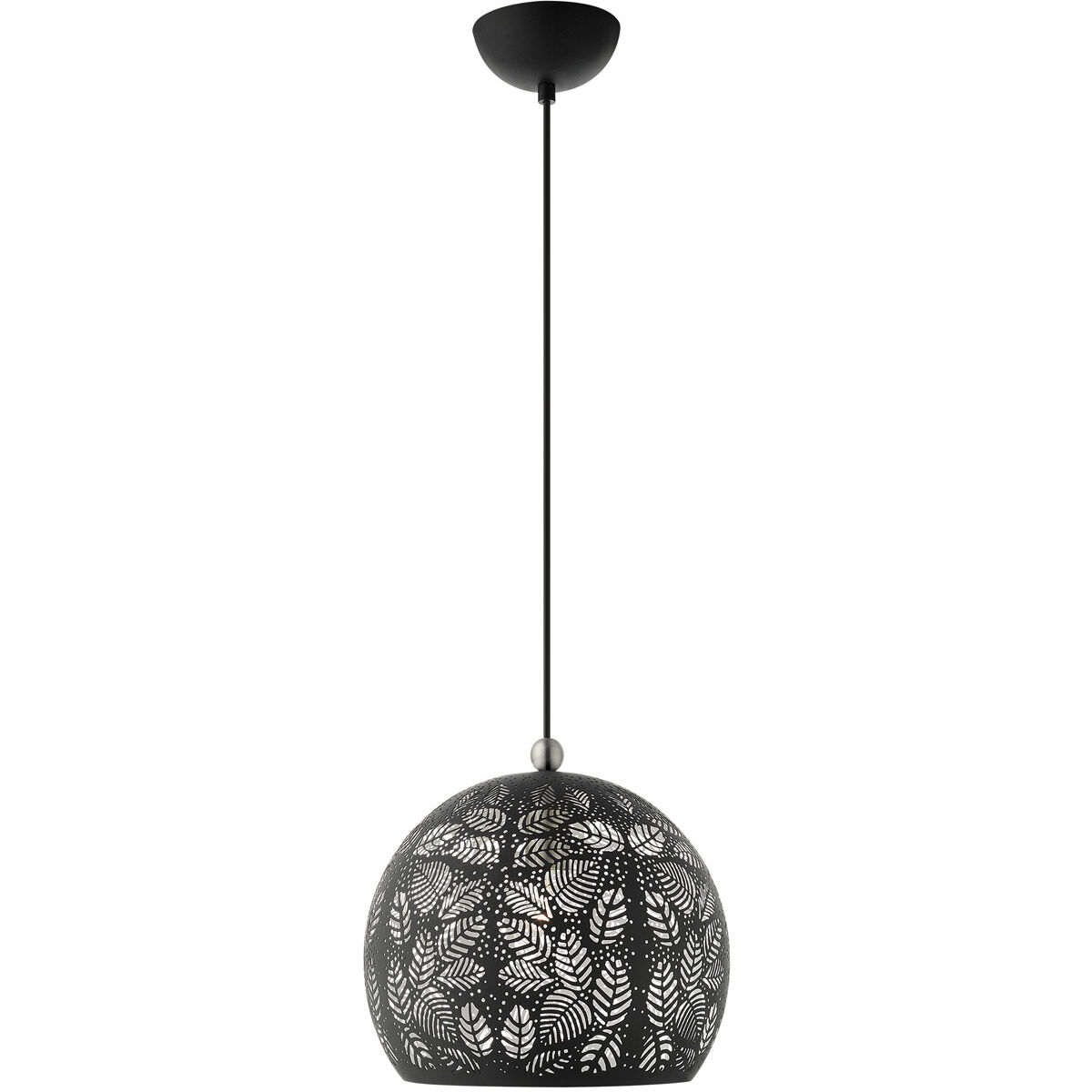 Chantily 1 Light 12 inch Black with Brushed Nickel Accents Pendant Ceiling Light