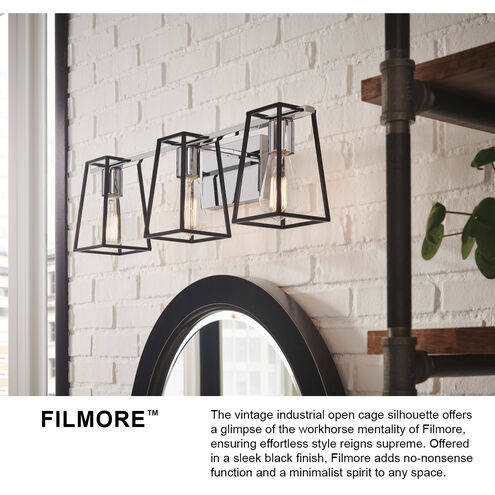 Filmore LED 16 inch Chrome with Satin Black Vanity Light Wall Light