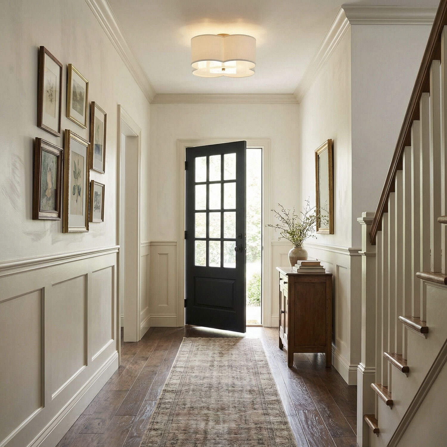 Quinn 4 Light 18 inch Brushed Gold Semi-Flush Mount Ceiling Light