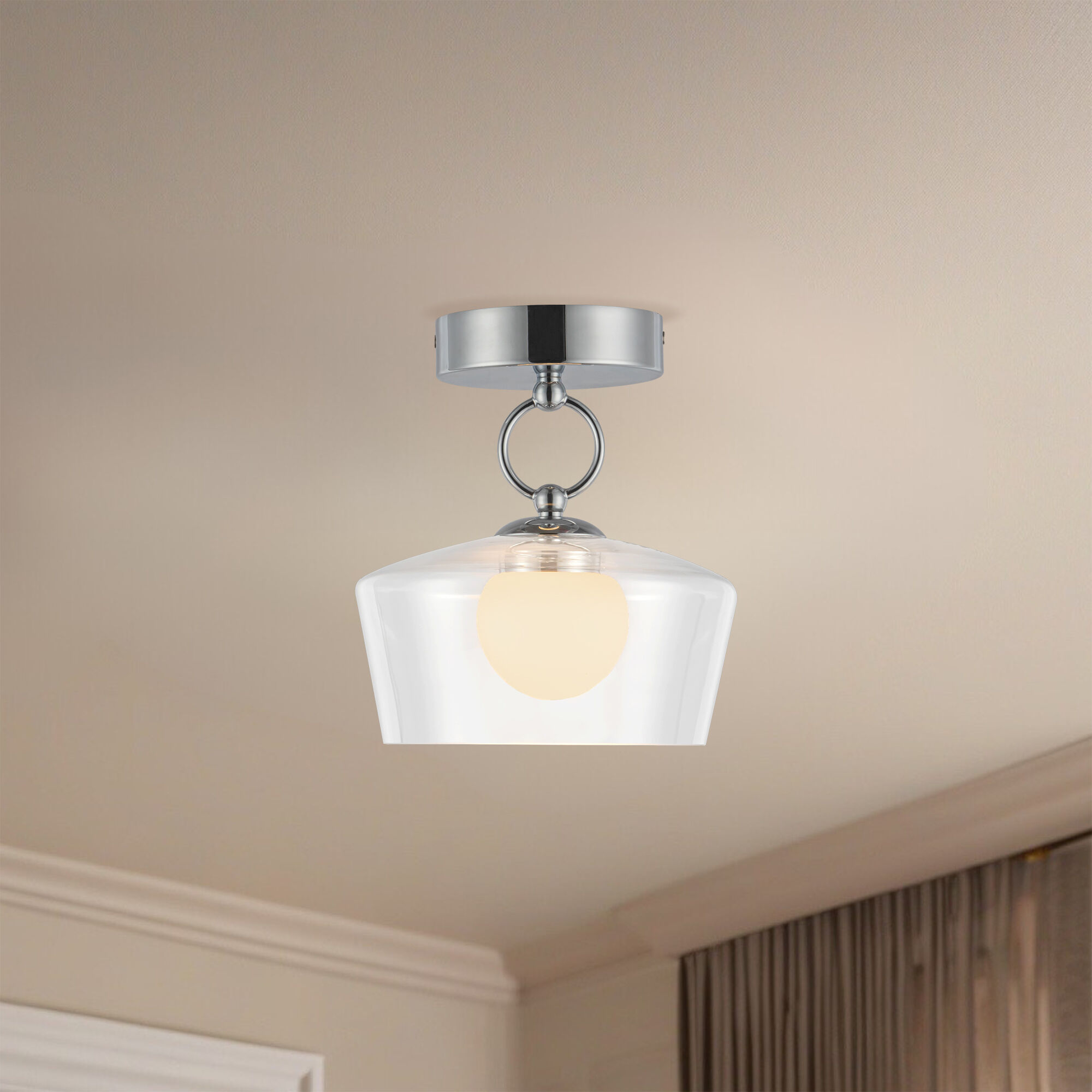Alora Mood Leota LED 8 inch Chrome/Clear Glass Semi-Flush Mount Ceiling Light