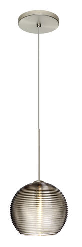 Kristall LED Satin Nickel Pendant Ceiling Light in Smoke Kristall Glass