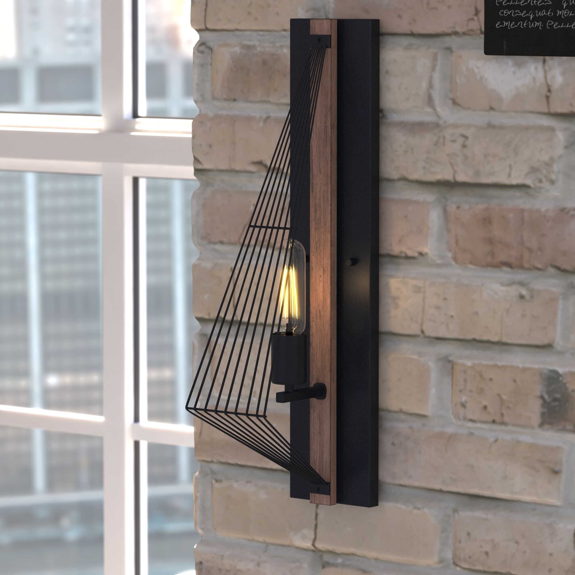 Dearborn LED 4.5 inch Black Iron and Burnished Oak Wall Light in Black Iron with Burnished Oak