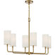 Powell 6 Light 35 inch Warm Brass Linear Chandelier Ceiling Light, Essentials