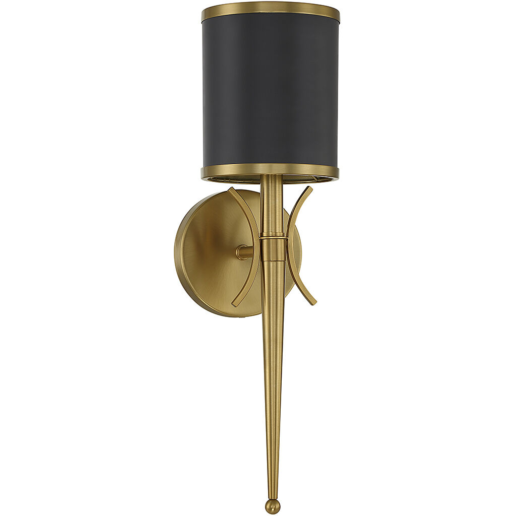 Quincy 1 Light 5.25 inch Black with Warm Brass Accents Wall Sconce Wall Light