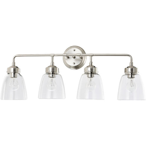 Helena 4 Light 30.5 inch Satin Nickel and Clear Bath Vanity Light Wall Light