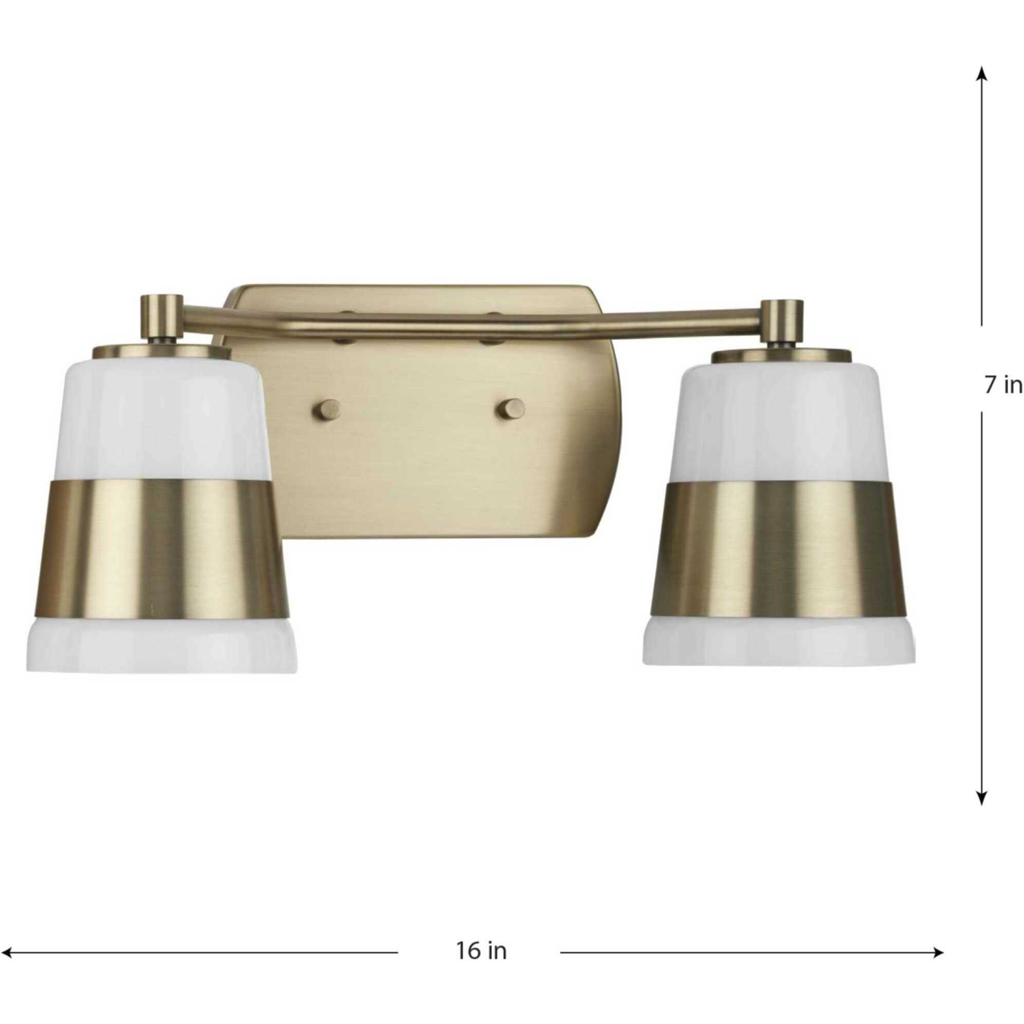 Haven 2 Light 16 inch Vintage Brass Bath Light Wall Light