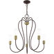 Lucerne 5 Light 24 inch Bronze with Antique Brass Accents Chandelier Ceiling Light