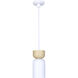 Caleb 1 Light 4.75 inch Matte White & Wood Pendant Ceiling Light