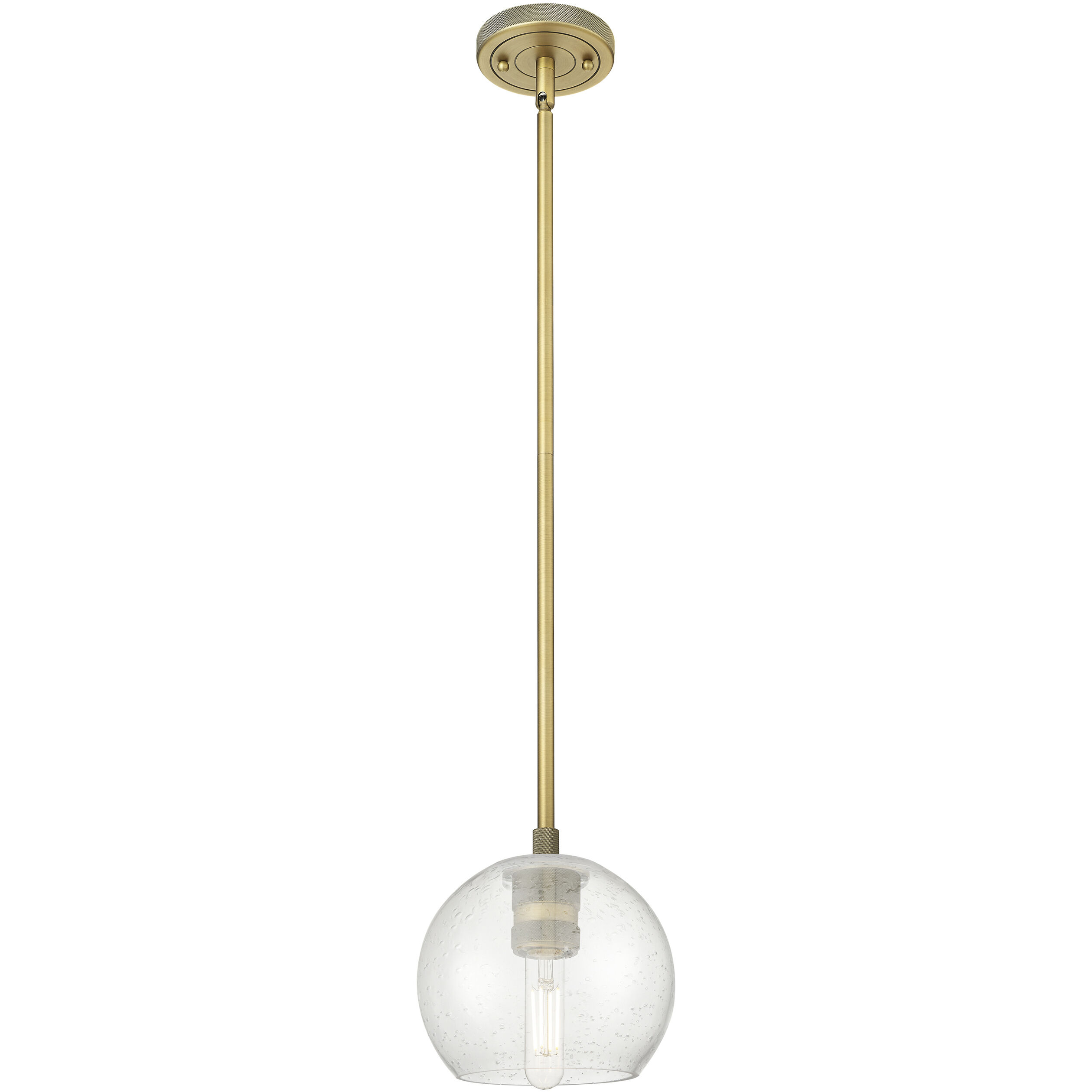 Crown Point 1 Light 5.88 inch Brushed Brass Pendant Ceiling Light in Seedy Glass