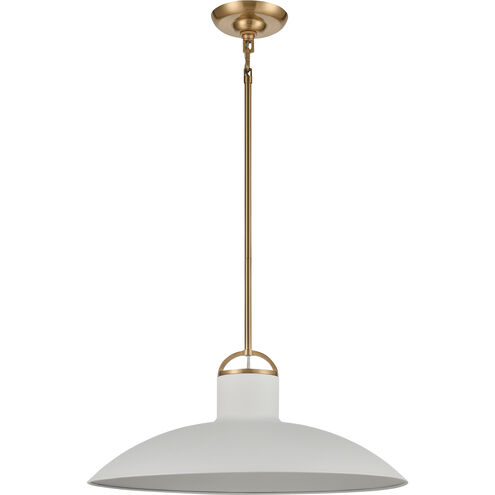 Surf 1 Light 20 inch Textured White with Satin Brass Pendant Ceiling Light