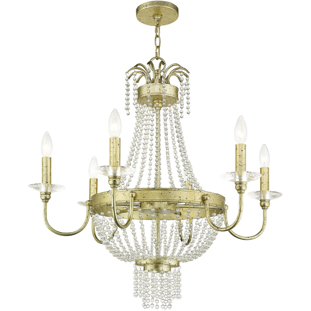 Valentina 6 Light 28 inch Hand Applied Winter Gold Chandelier Ceiling Light