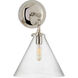 Thomas O'Brien Katie6 1 Light 9.4 inch Polished Nickel Conical Bath Sconce Wall Light in Seeded Glass, Small