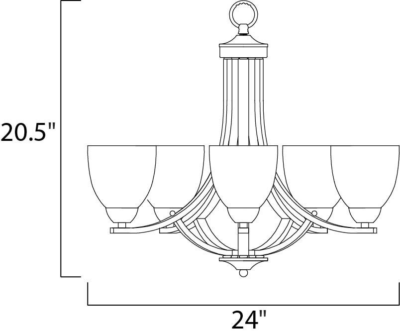 Axis 5 Light 24 inch Oil Rubbed Bronze Single Tier Chandelier Ceiling Light