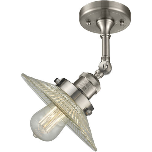 Franklin Restoration Halophane LED 8.5 inch Brushed Satin Nickel Sconce Wall Light in Clear Halophane Glass, Franklin Restoration