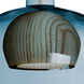 Benji LED Bronze Pendant Ceiling Light in Blue With Natural Wood Glass