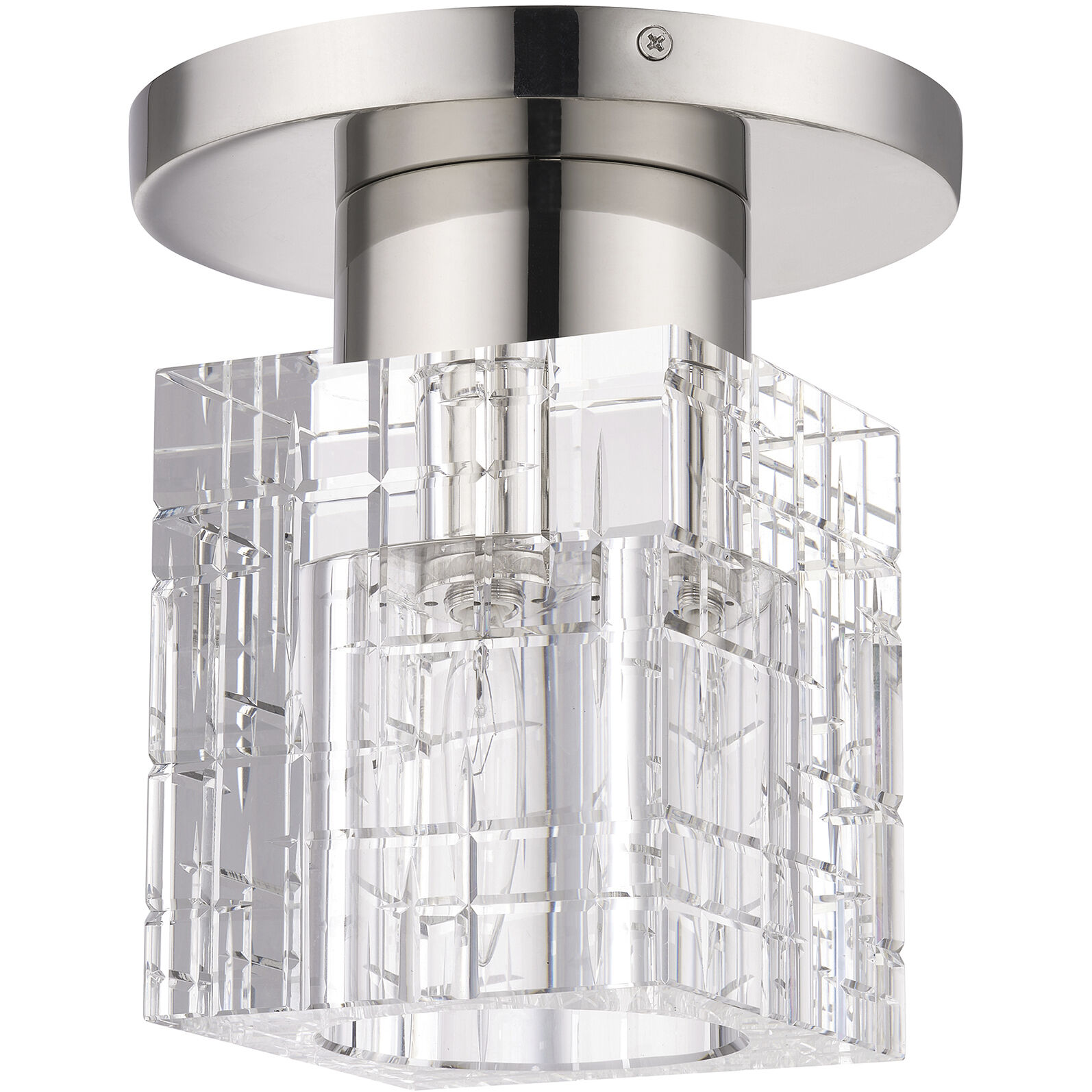 Rotterdam 1 Light 7 inch Polished Nickel Crystal Semi-Flush Ceiling Light