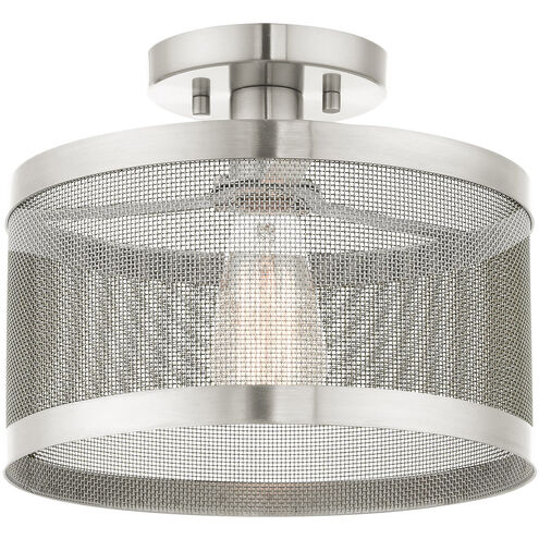 Industro 1 Light 11 inch Brushed Nickel Semi Flush Ceiling Light