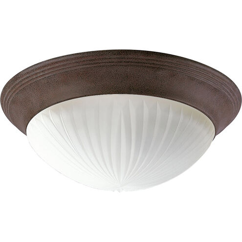 Ribbed Etched Glass 2 Light 14 inch Cobblestone Close-to-Ceiling Ceiling Light