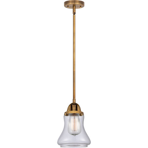 Nouveau 2 Bellmont LED 6 inch Brushed Brass Mini Pendant Ceiling Light in Clear Glass