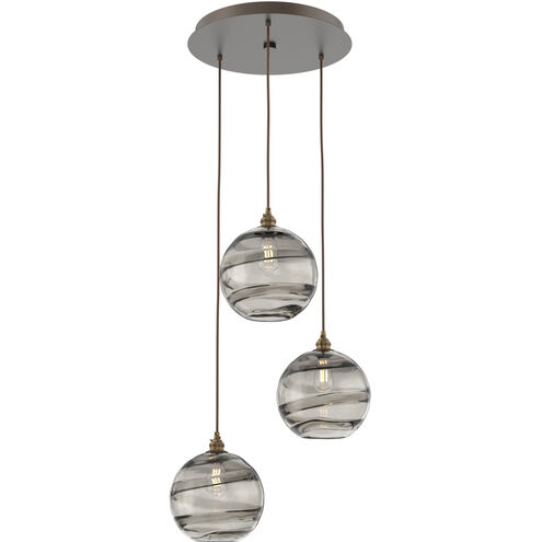 Terra 3 Light Flat Bronze Chandelier Ceiling Light, Round Multi-Port