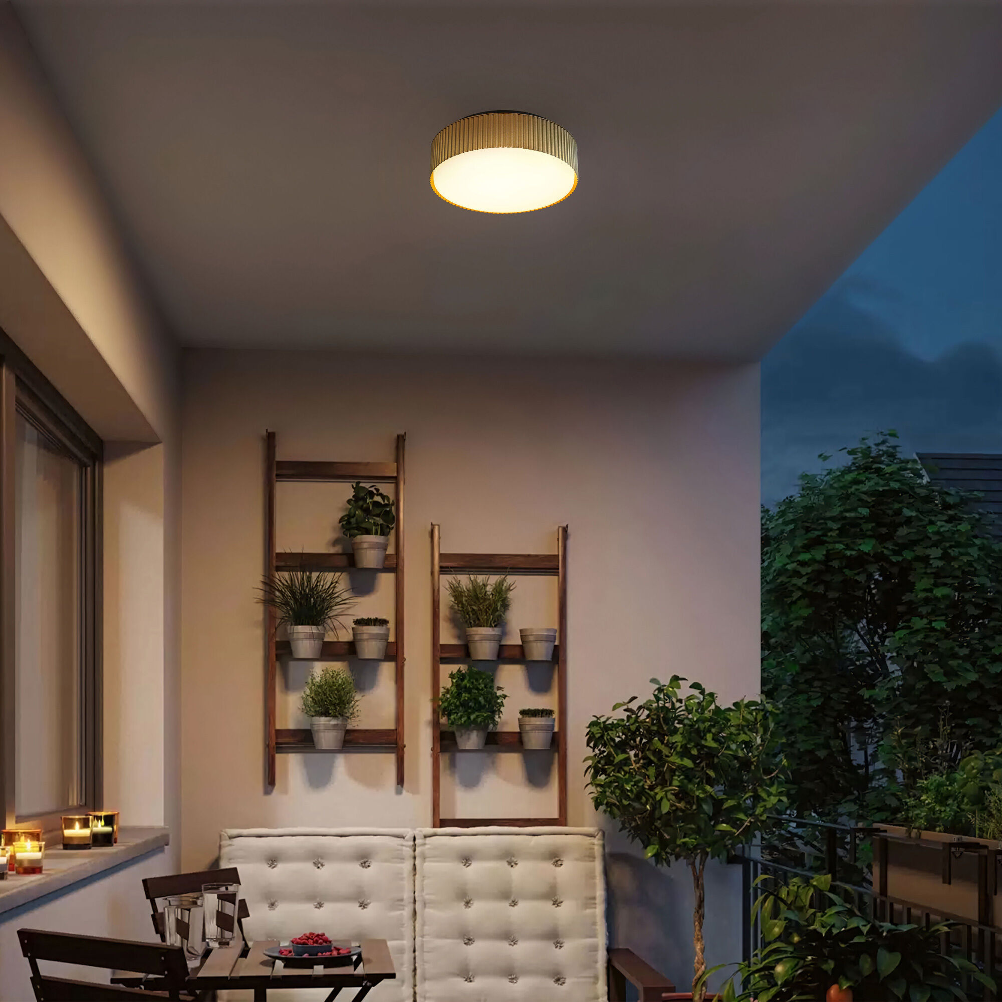 Channel LED 13 inch Painted Brass Outdoor Flush Mount