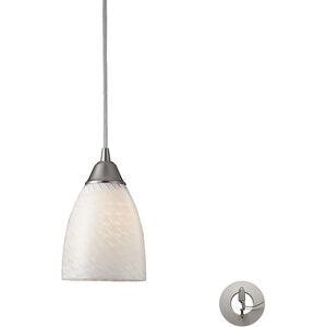 Arco Baleno 1 Light 5 inch Satin Nickel Mini Pendant Ceiling Light in White Swirl Glass