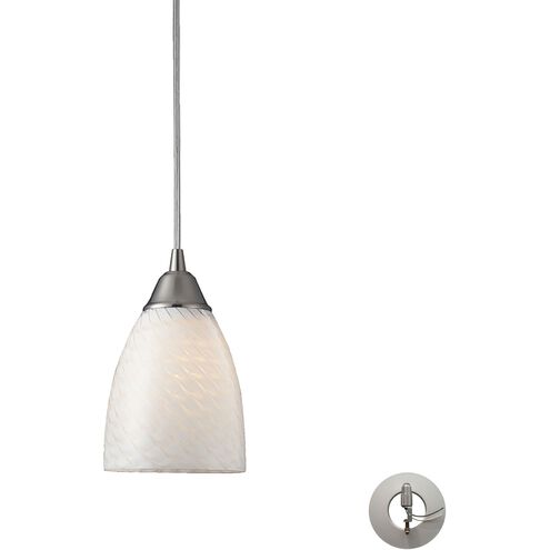 Arco Baleno 1 Light 5 inch Satin Nickel Mini Pendant Ceiling Light in White Swirl Glass
