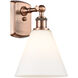 Ballston Cone 1 Light 8 inch Antique Copper Sconce Wall Light in Matte White Glass