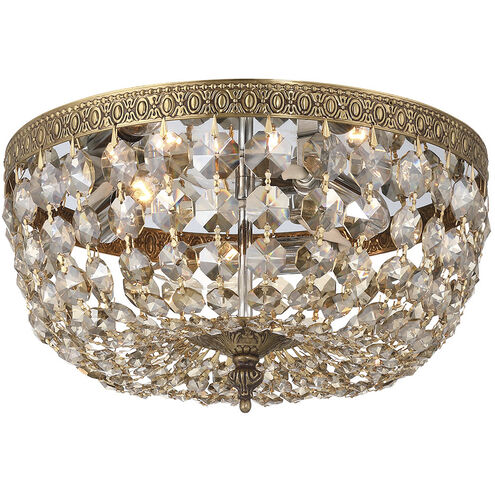 Westbury 3 Light 12 inch Olde Brass Flush Ceiling Light in Golden Teak Hand Cut