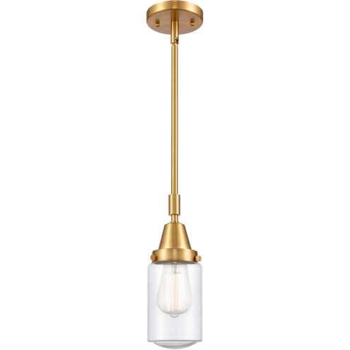 Franklin Restoration Dover LED 5 inch Satin Gold Mini Pendant Ceiling Light in Seedy Glass