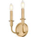 Tova 2 Light 9.25 inch Rubbed Brass Wall Sconce Wall Light