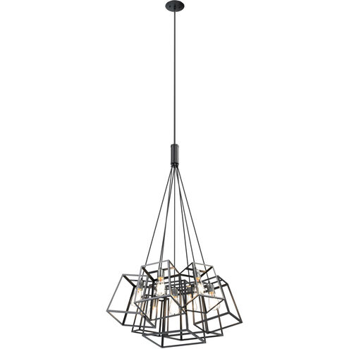 Cape Breton 7 Light 25 inch Buffed Nickel And Graphite Pendant Ceiling Light