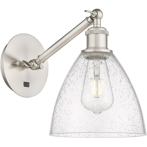 Ballston Dome LED 8 inch Brushed Satin Nickel Sconce Wall Light in Seedy Glass
