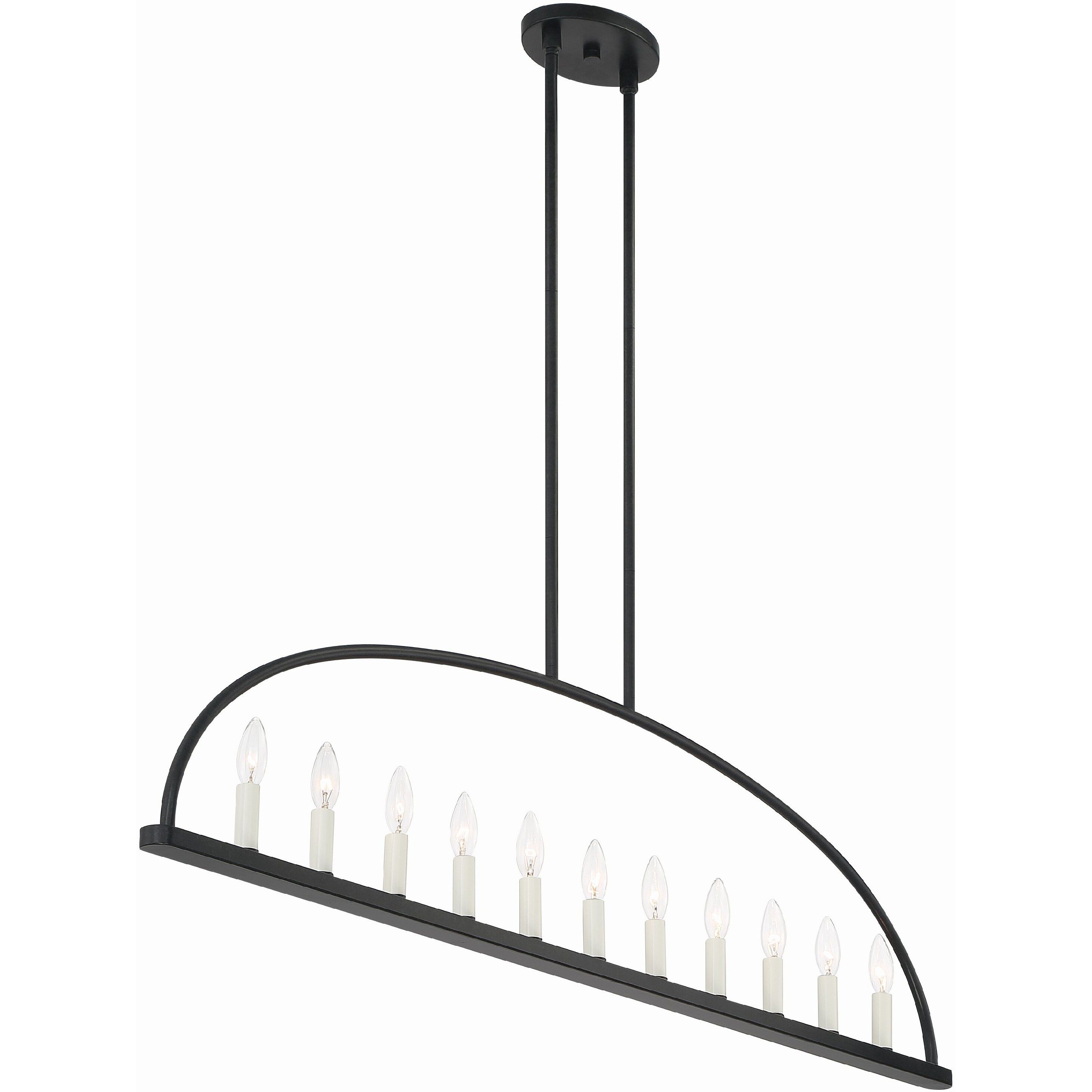 Abbott 11 Light 54 inch Black Linear Chandelier Ceiling Light