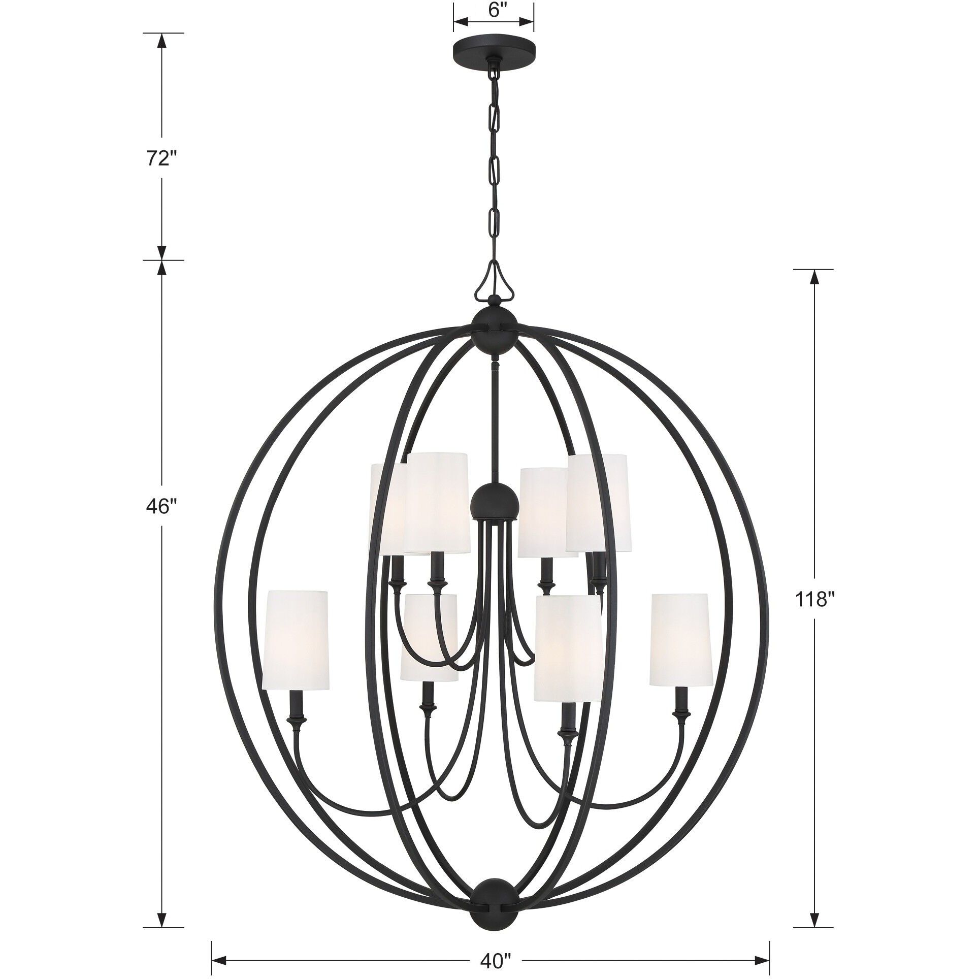Sylvan 8 Light 40 inch Black Forged Chandelier Ceiling Light