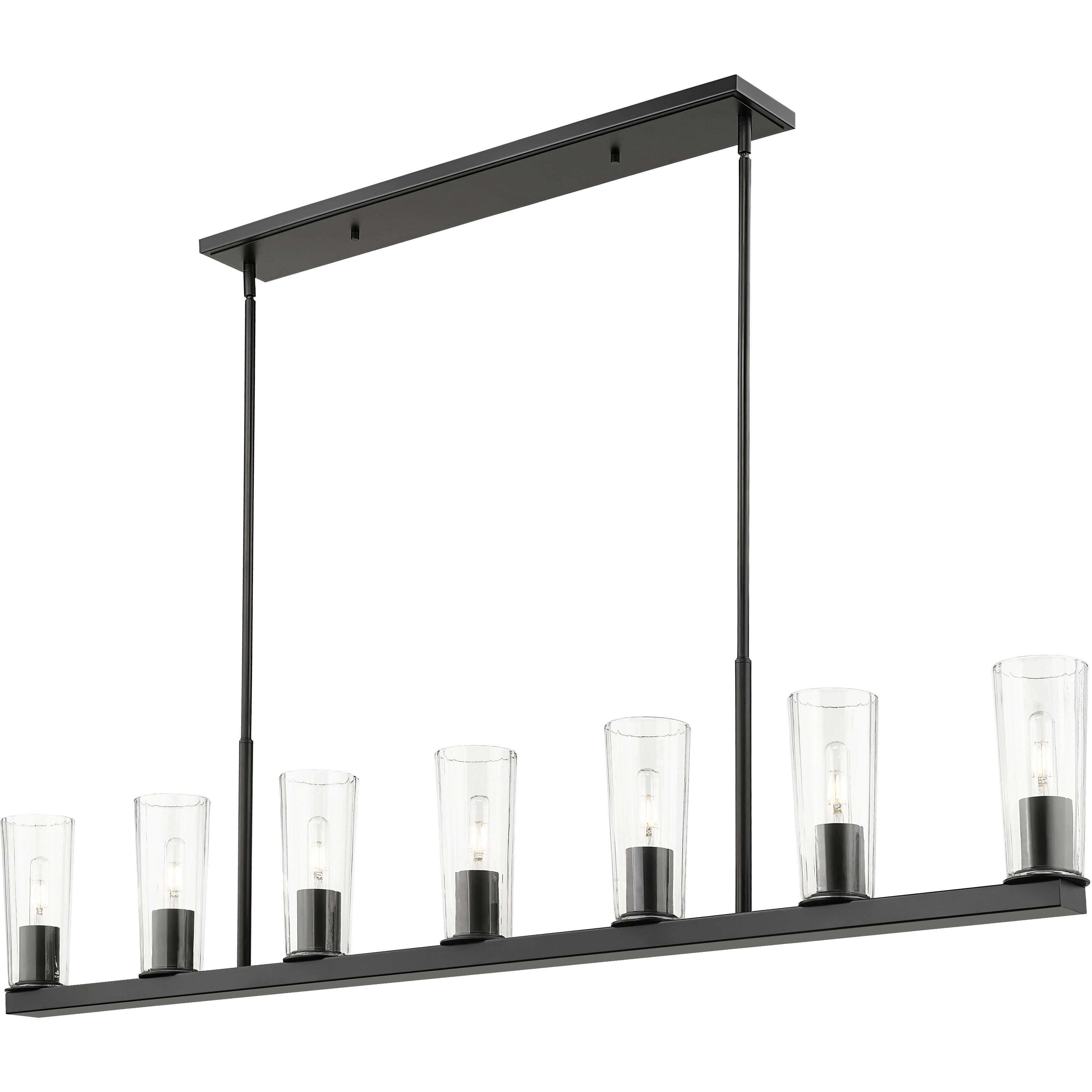 Titus 7 Light 63.5 inch Matte Black Linear Chandelier Ceiling Light