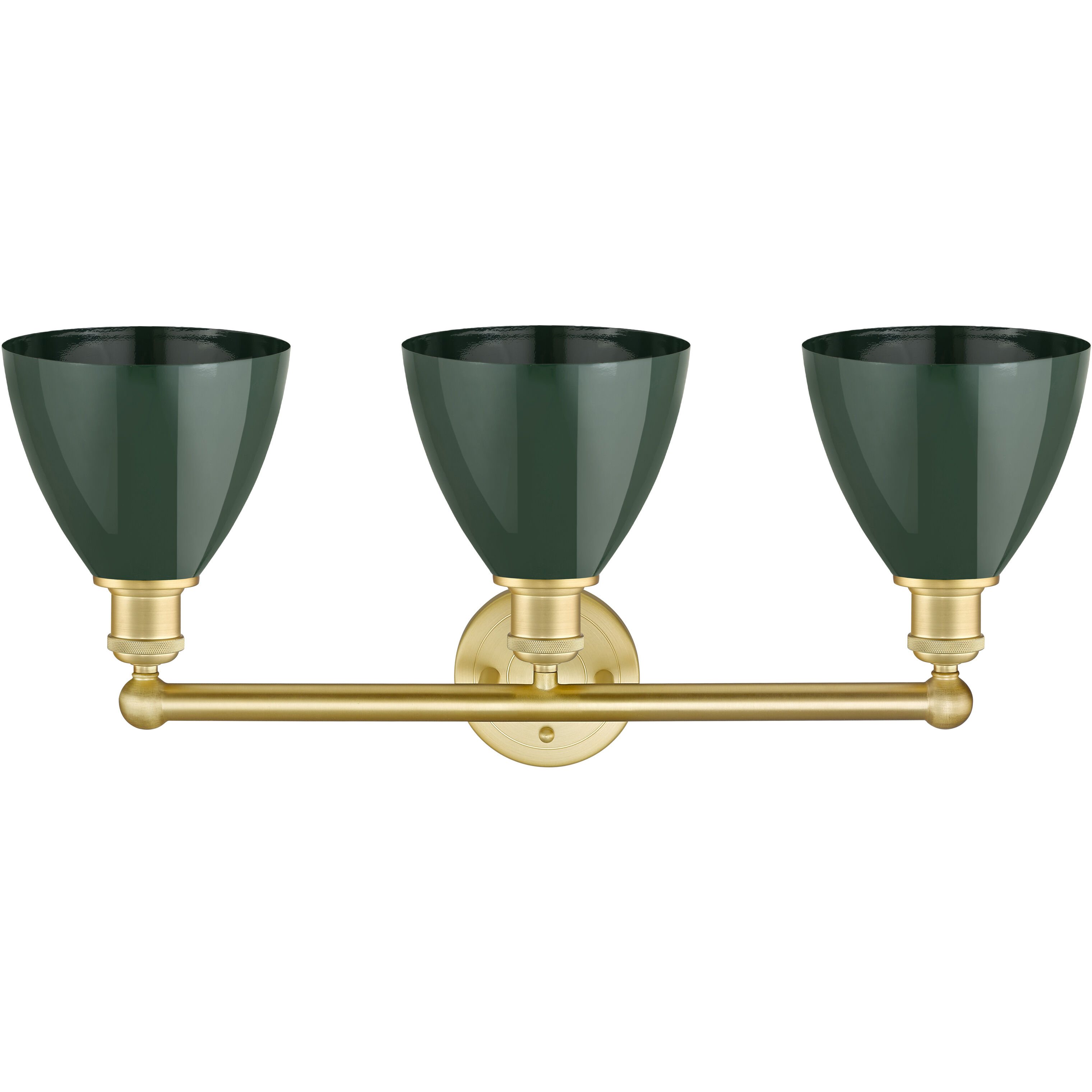 Plymouth Dome 3 Light 25.5 inch Satin Gold Bath Vanity Light Wall Light in Green