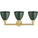 Plymouth Dome 3 Light 25.5 inch Satin Gold Bath Vanity Light Wall Light in Green
