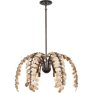 Grecian 6 Light 30 inch Champagne Mist with Coconut Shell Chandelier Ceiling Light