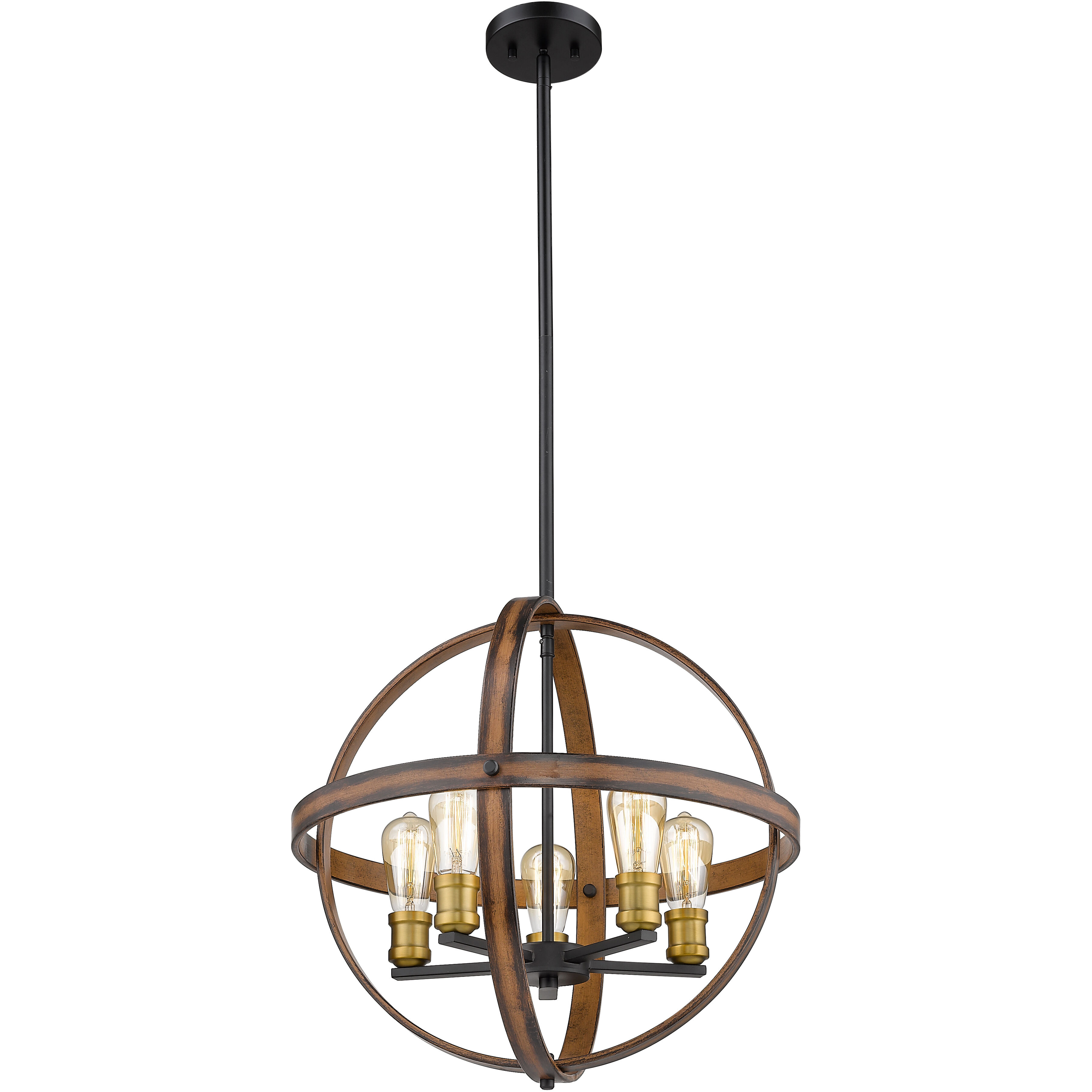 Kirkland 5 Light 20 inch Rustic Mahogany Chandelier Ceiling Light