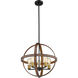 Kirkland 5 Light 20 inch Rustic Mahogany Chandelier Ceiling Light