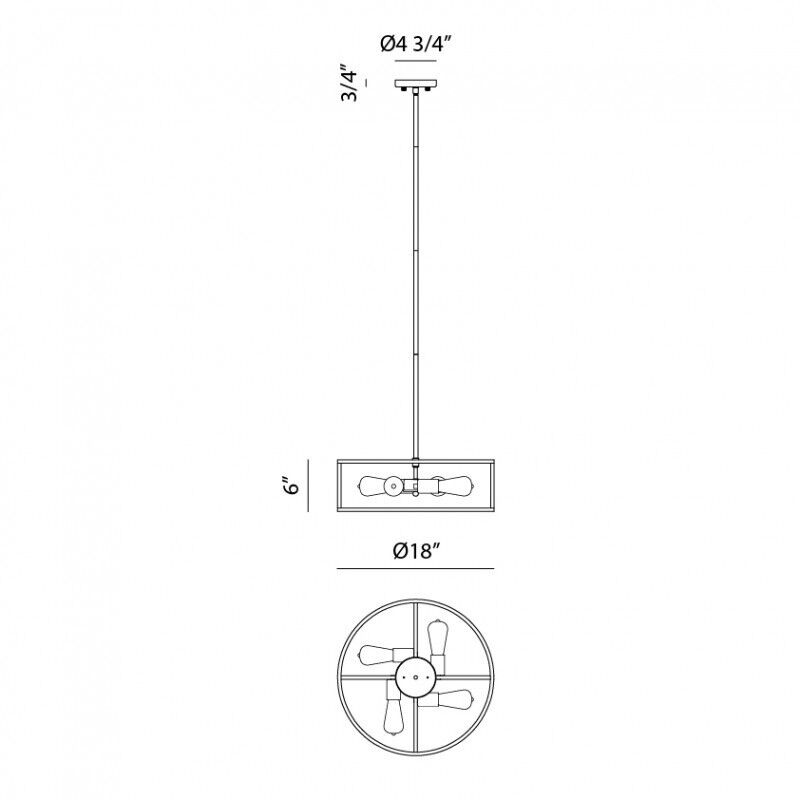 Candid 4 Light 18 inch Rusty Black Pendant Ceiling Light