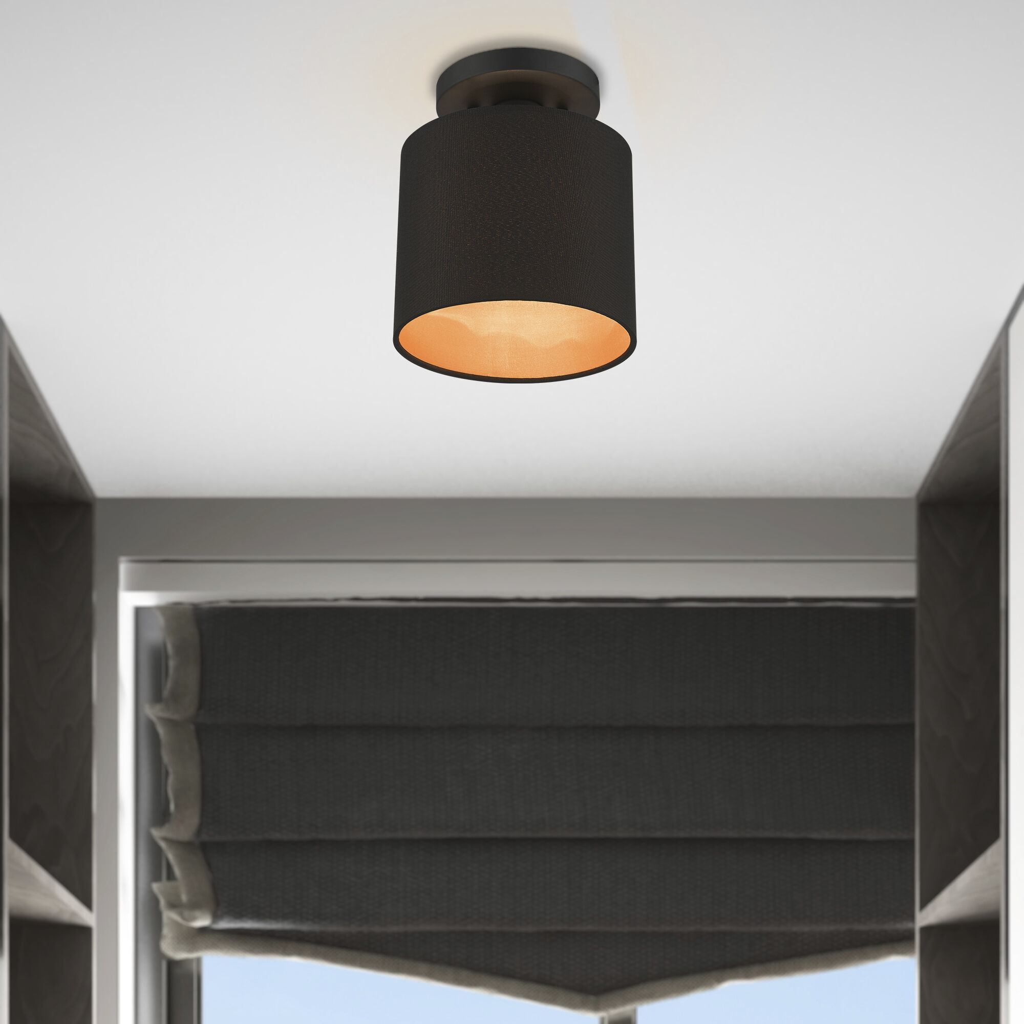 Sentosa 1 Light 7 inch Black Semi Flush Mount Ceiling Light