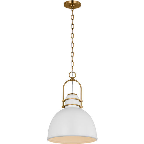 C&M by Chapman & Myers Upland 1 Light 15.5 inch Matte White / Burnished Brass Pendant Ceiling Light