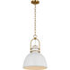 C&M by Chapman & Myers Upland 1 Light 15.5 inch Matte White / Burnished Brass Pendant Ceiling Light