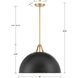 Soto 1 Light 20 inch Matte Black and Antique Gold Pendant Ceiling Light