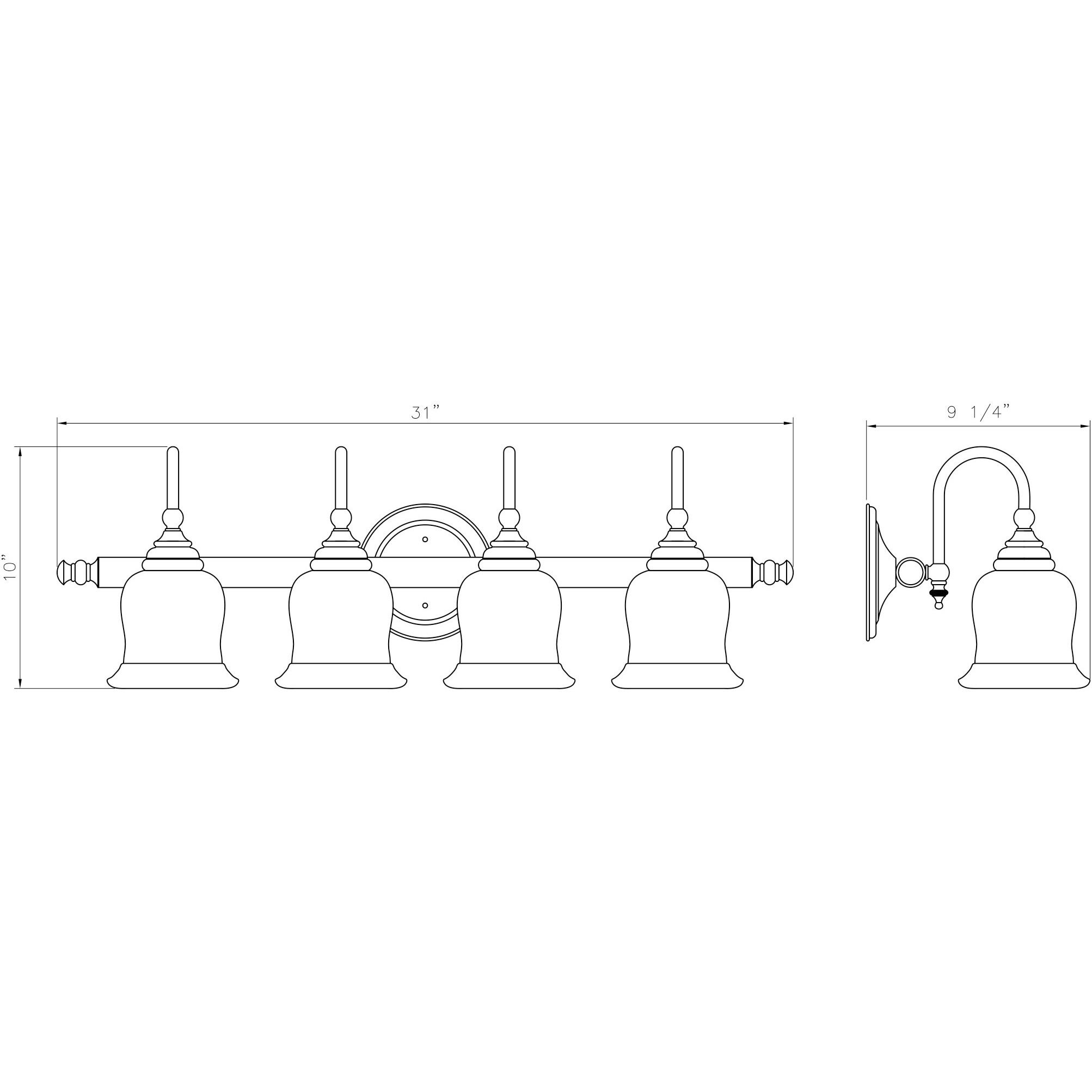 Brunswick 4 Light 31 inch Satin Nickel Bathroom Vanity Light Wall Light, Essentials