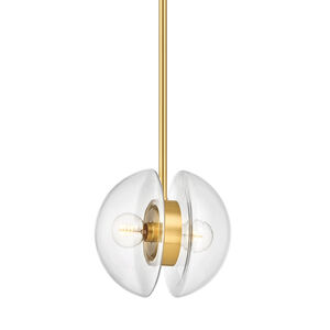Kert 2 Light 11.75 inch Aged Brass Pendant Ceiling Light